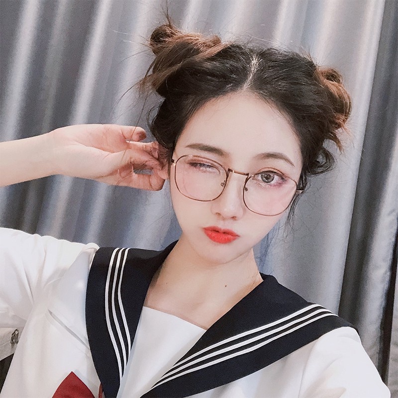 (YUZHU) Kacamata Bingkai Oval Logam Fashion Korea Klasik Kacamata Fashion Anti Cahaya Biru