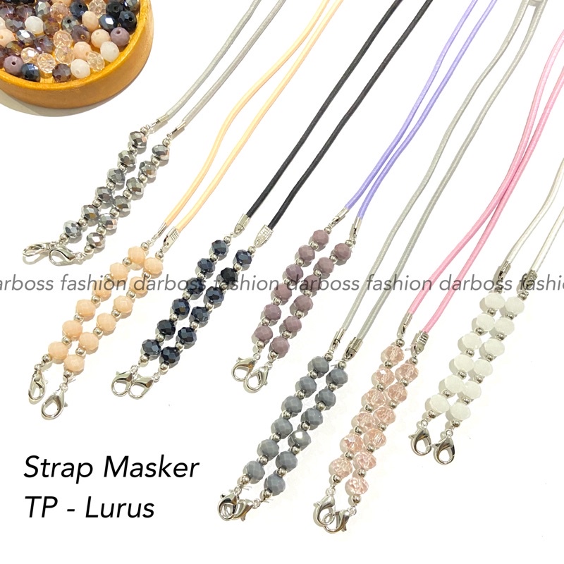 Strap masker kristal mutiara / Strap masker 2in1 / konektor masker hijab / mask extender / pengait masker / tali masker / ceko bening kristal / kalung masker cantik