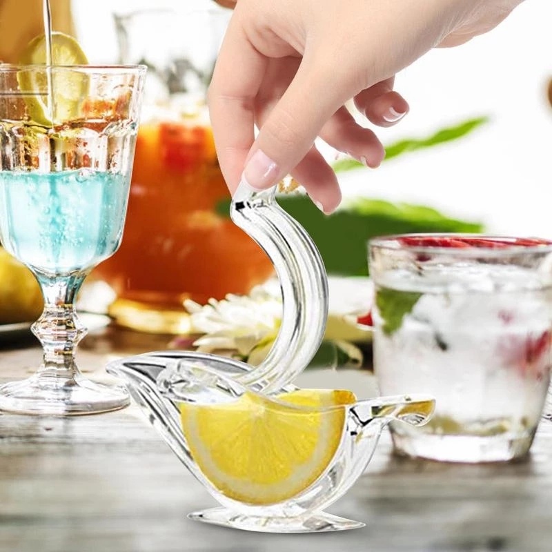 Alat Peras Jeruk Lemon Bentuk Burung Akrilik Transparan/Manual Hand Pressure Fruit Juicer Clip Kitchen Bar Gadget