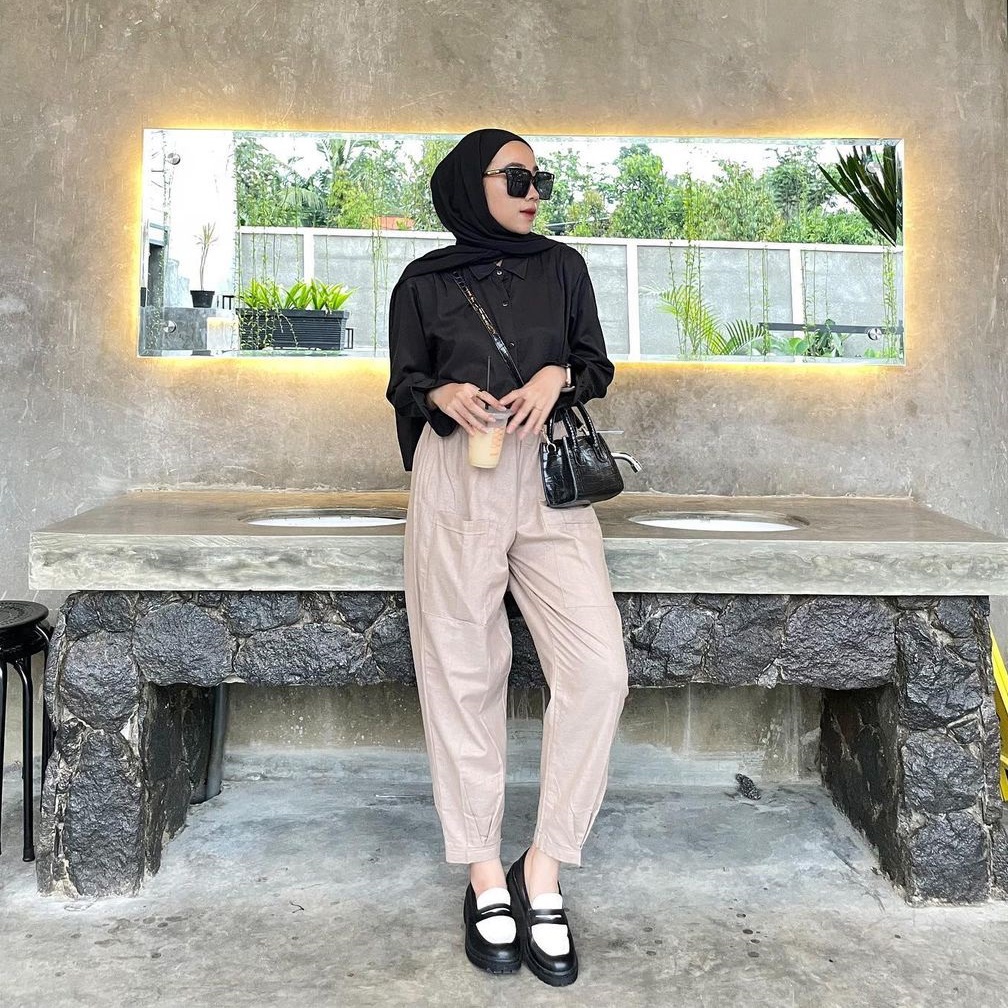 Anisa Pants / Celana Kulot  Wanita Jogger Bahan Linen Rami Terbaru