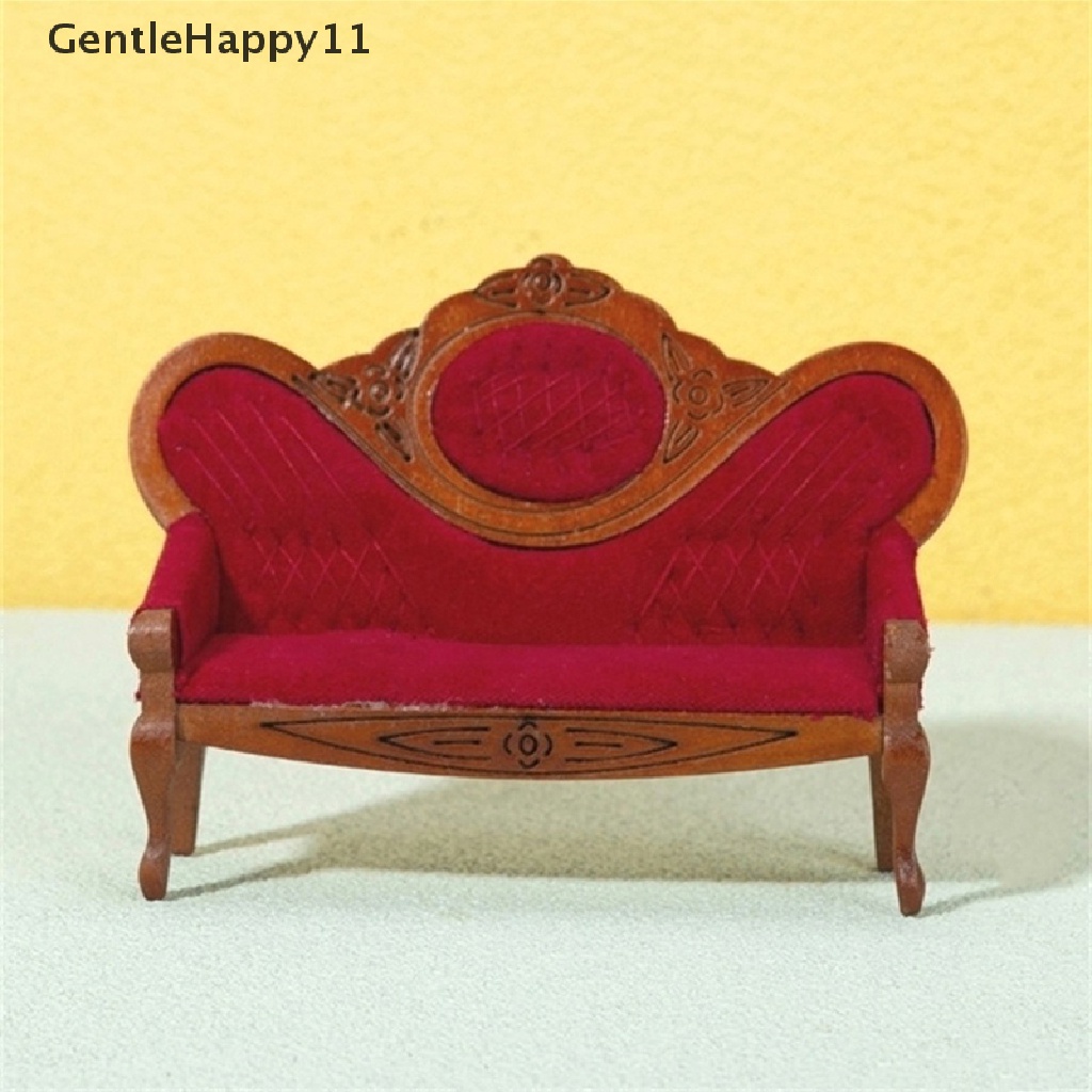 GentleHappy 1:12 Dollhouse Miniature Sofa Red Retro Armchair  Living Room Furniture DecorToy id