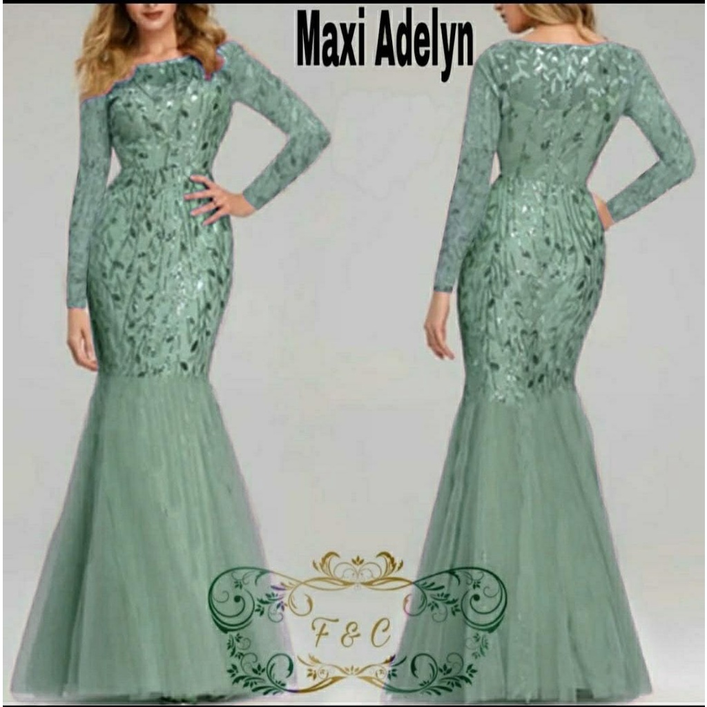 MAXY ADELYN DUYUNG MUTIARA, TILE FURING, MAXY DRESS GAUN , 4 UKURAN