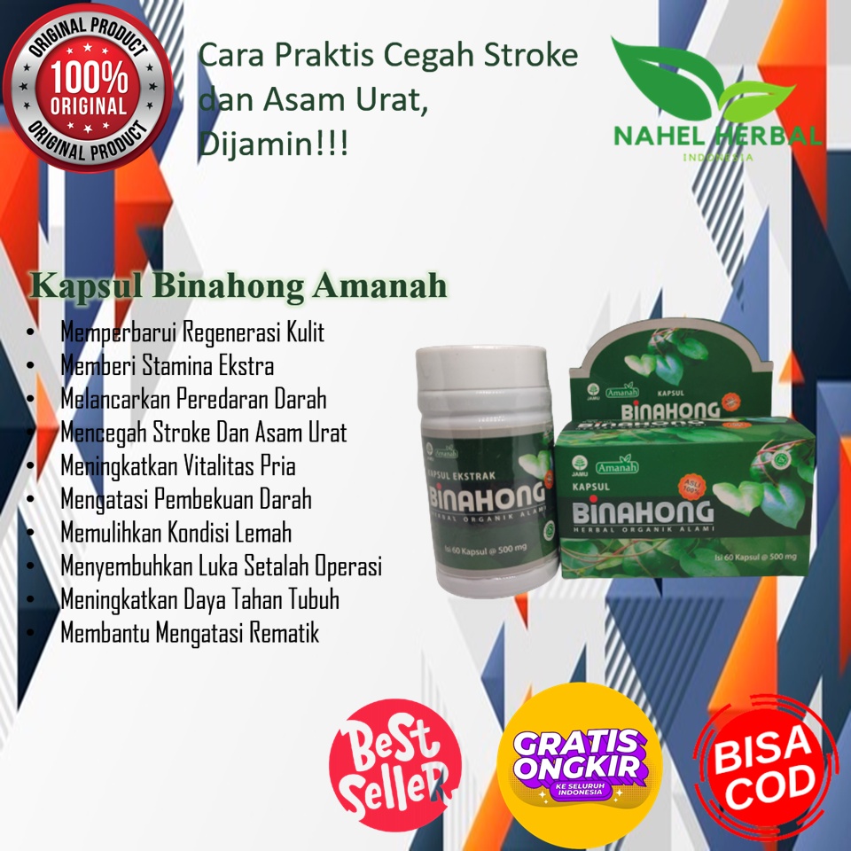 Paket Super Kapsul Binahong Amanah Asam Urat Original Bpom - Suplemen Obat Herbal Kolesterol Dan Nye