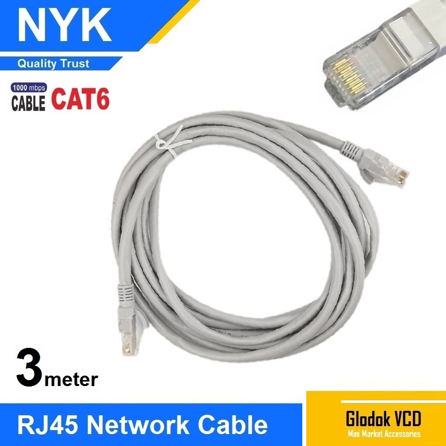 NYK Kabel Lan UTP Cat6E 3M Internet Ethernet Cable