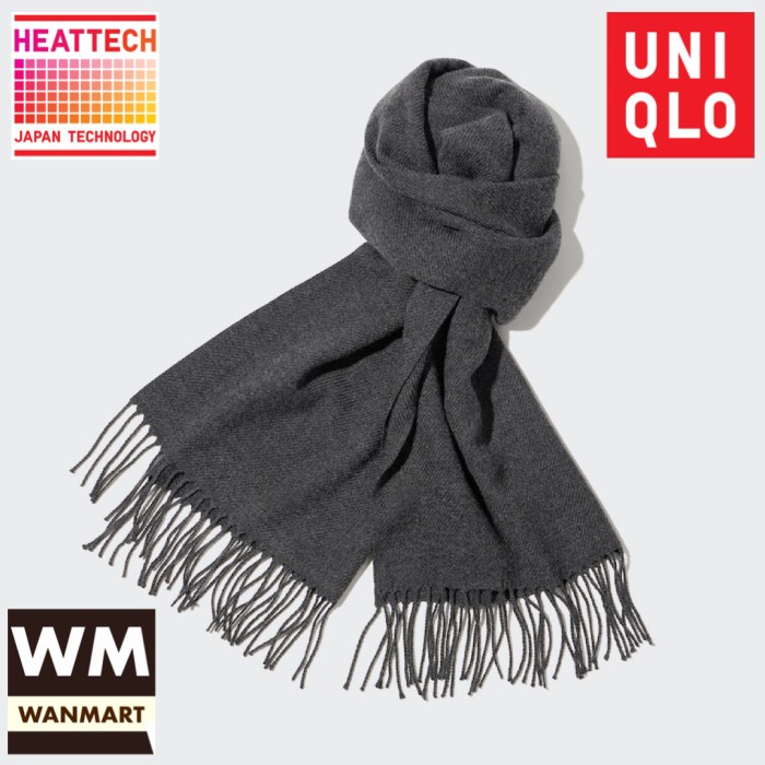UNIQLO HEATTECH SYAL SCARF WINTER POLOS DARK GRAY