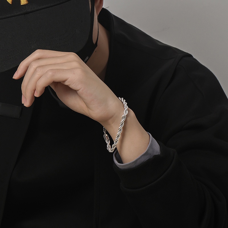 Gelang Pasangan Hip-hop Titanium Steel Twist Unisex