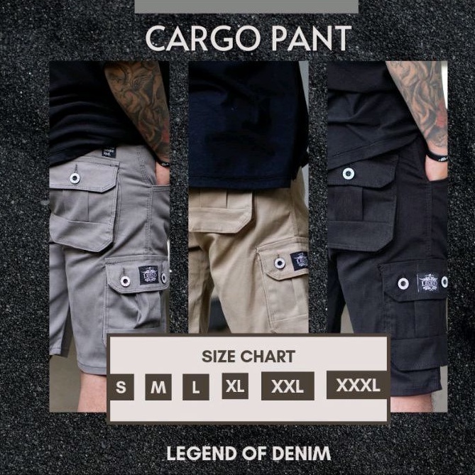 Legend Of Denim Dayrie Original celana cargo pendek pria celana cargo warna ijo army  LOD seri 4002