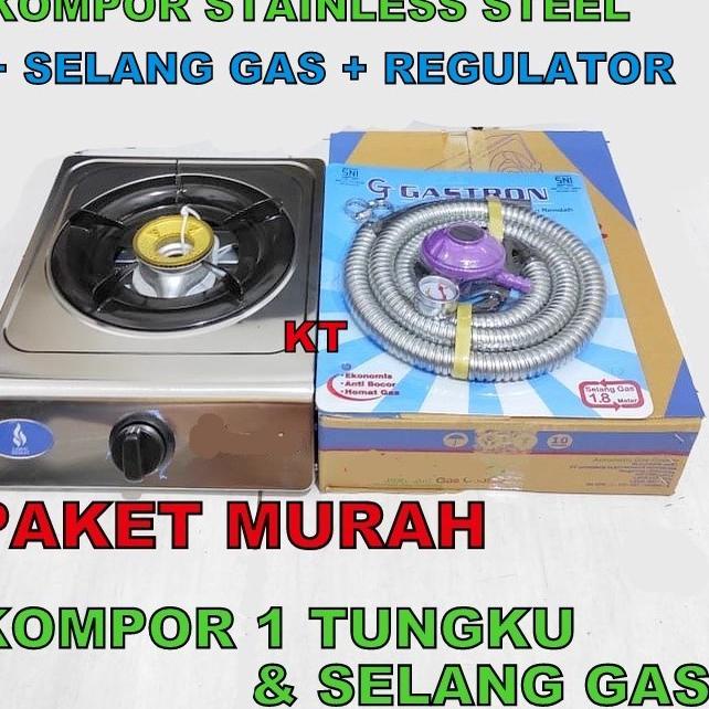 D1A0 Paket kompor 1 tungku dan selang plus regulator / paket kompor 1 tungku/ kompor gas 1 tungku/ k