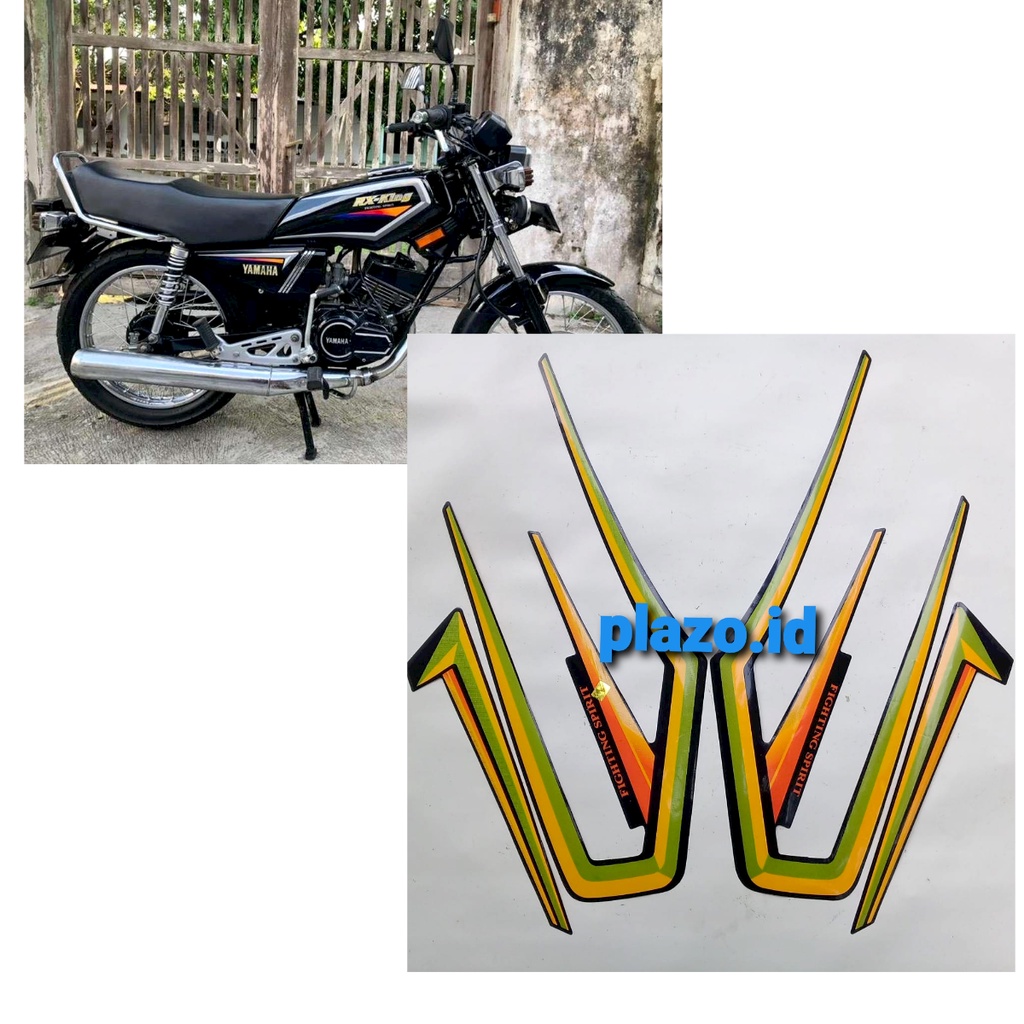 stiker striping lis body motor yamaha rx king 2001 hitam-kuning
