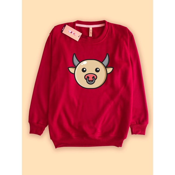 Sweater Sweatshirt Shio Kerbau Ox Cute Lucu Imlek