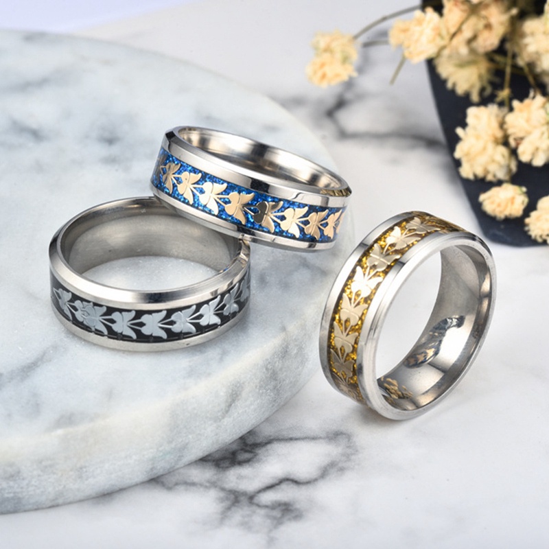 Korea Fashion Inlay Butterfly Rings Untuk Wanita Pria Hip Hop Pesta Perhiasan Hadiah Cincin Baja Titanium