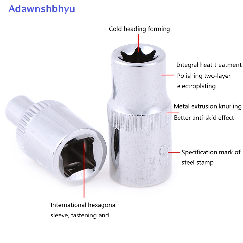 Adhyu 5pc 1per4inch torx star bit female e socket set Soket Bintang wench head tools ID