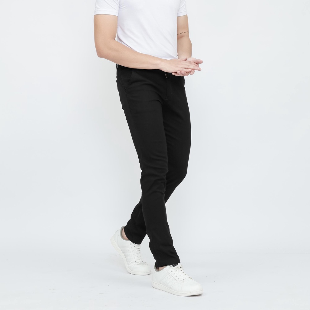 CELANA CHINO PANJANG PRIA SLIMFIT STRETCH BY BROGUY - HITAM