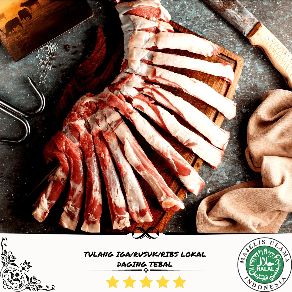 TULANG IGA SAPI LOKAL SUPER - RUSUK/RIBS DAGING TEBAL/BANYAK 500g