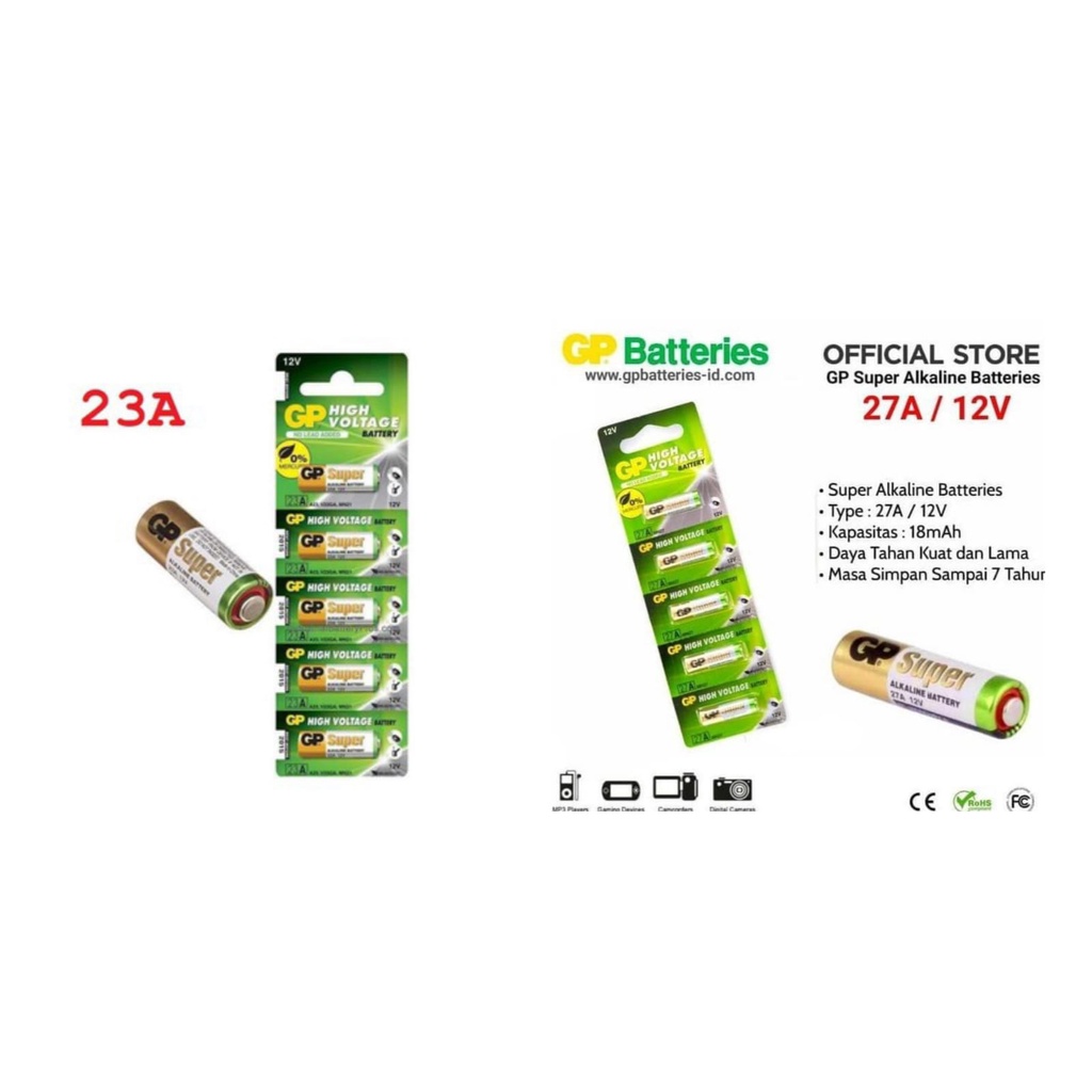 Batu Baterai GP Super Alkaline 12v - 27 A / 27A / 23 AE / 23AE - Remote Mobil