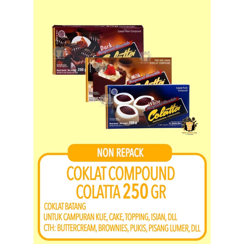 

Ukf5Pc6F4H (Kuliner.Kita) Coklat Compound Colatta Dark, Milk, White 250Gr