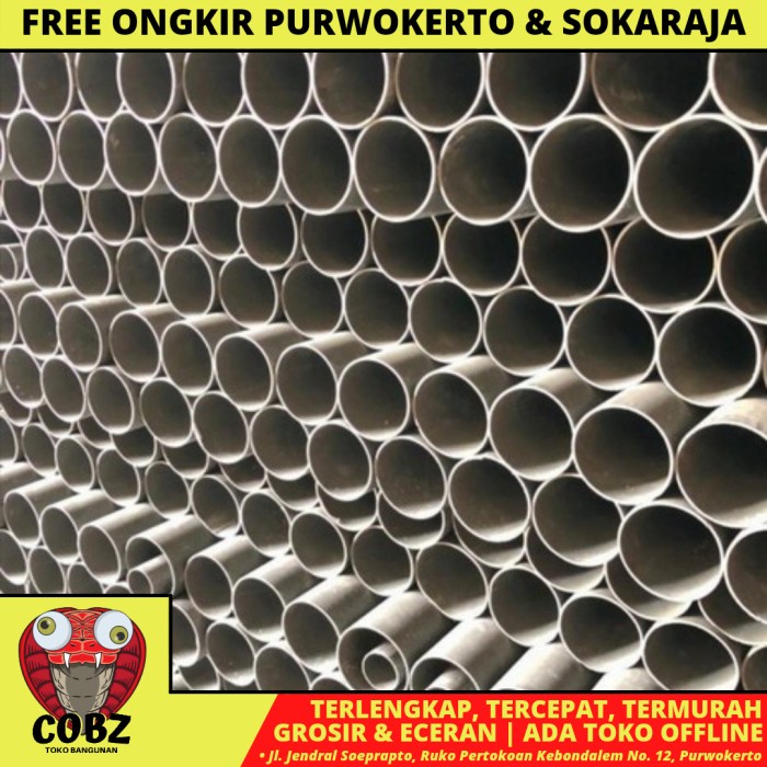 2 INCH / TM AW PIPA PRALON PARALON PVC HITAM PER BATANG