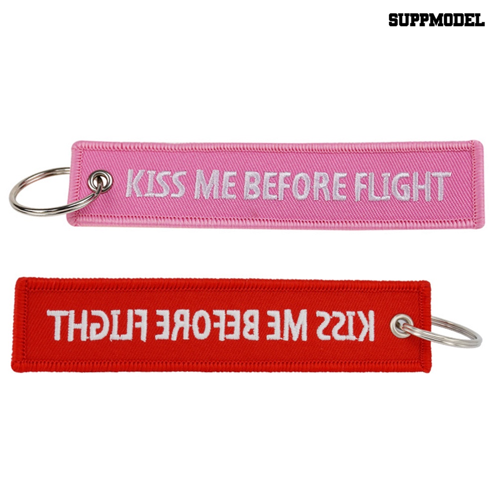 [Auto] Kiss Me Before Flight Tag Bordir Gantungan Kunci Mobil Key Ring Holder Liontin Charm