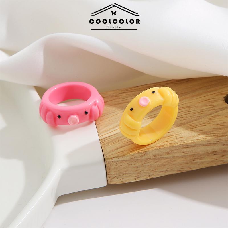 COD❤️Cincin Resin Korea Gurita Warna Candy Octopus Permen Kartun Temperamen Sederhana Kreatif  Ring Wanita Fashion Accessories