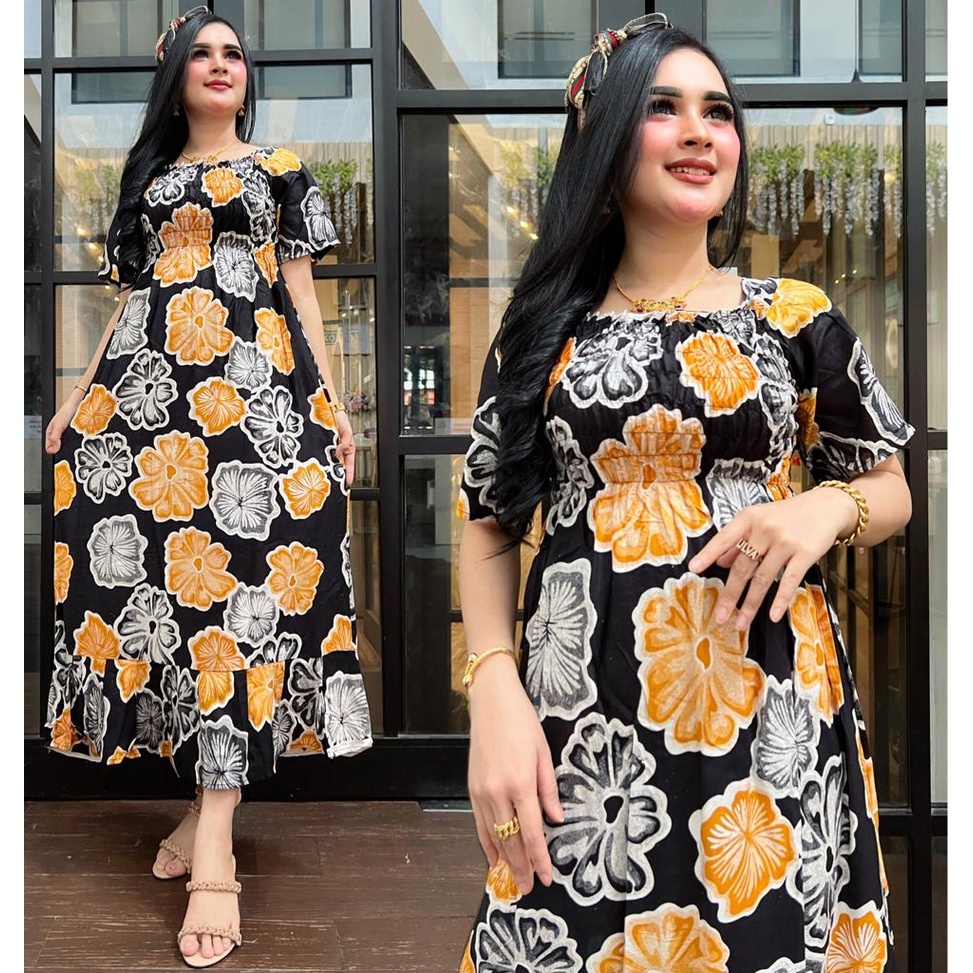 DRESS SMOKE LENGAN PENDEK/ DASTER