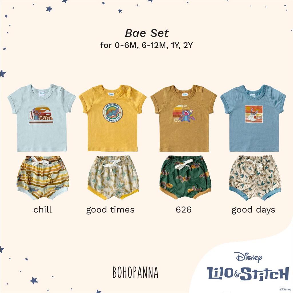 BOHOPANNA Bae Set Unisex 0-2 Tahun Stitch Chip n Dale Setelan Pendek Anak BohoPanna