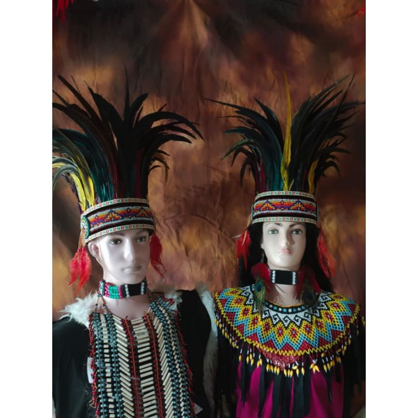 Topi Indian- Papua Etnik- Bulu Ayam Full Collor