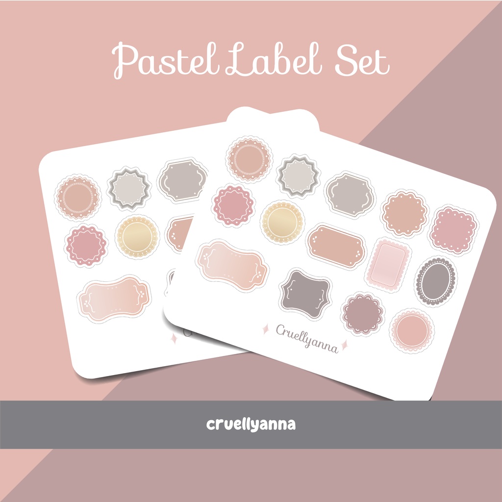 

pastel label set sticker untuk journaling, planner, scrapbooking