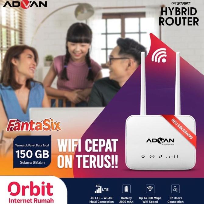 Modem Router Advan Cpe Start Wifi 4G Lte + Telkomsel Orbit Free 50Gb