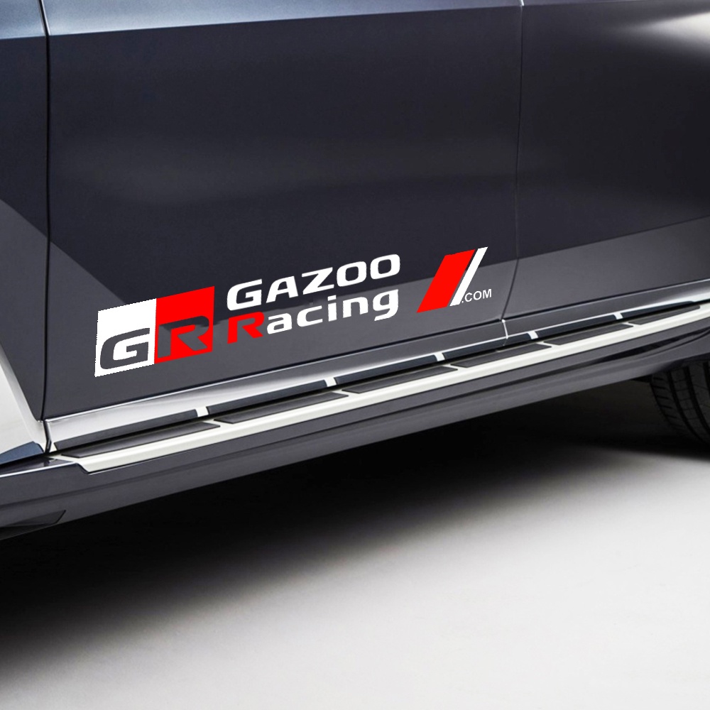 2pcs Stiker Body Pintu Mobil GR GAZOO RACING Side Door Vinyl Decal Stiker Untuk Toyota GR Sport VIos Yaris Corolla Cross Veloz Wish Revo CHR Avanza Fortuner Rush Innova raize&lt;Unk&gt;