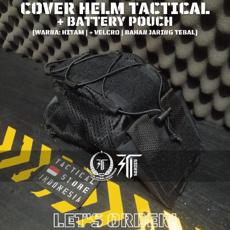 Cover Helm Tactical Kuping Pendek / Panjang + Pouch Battery