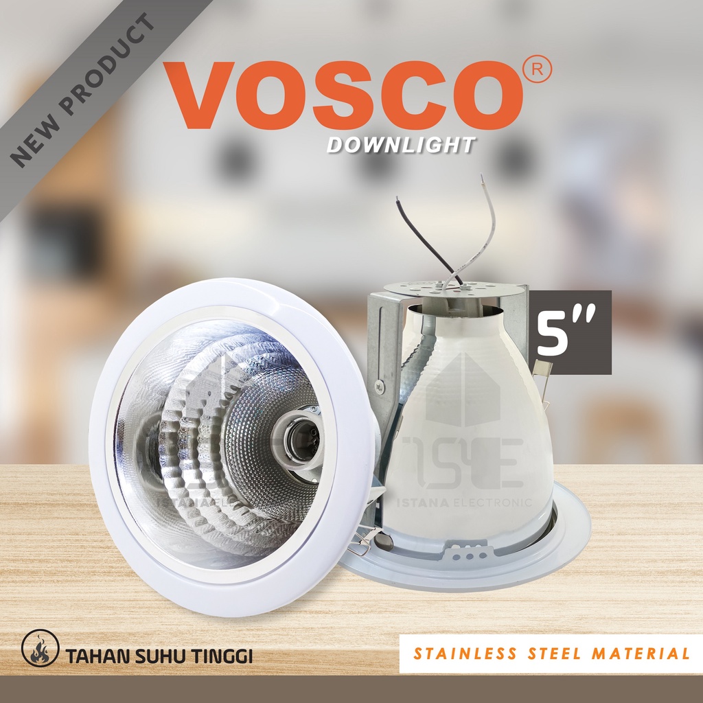 Downlight Lampu Termurah!  3.5 s.d 5 inch MATERIAL PREMIUM, BEST SELLER 3.5 Inch , 4 Inch DAN 5 Inch (Tinggi Fitting Dapat Di Stel) E27 Bulat / Lampu Plafon material Chrome FREE ONGKIR