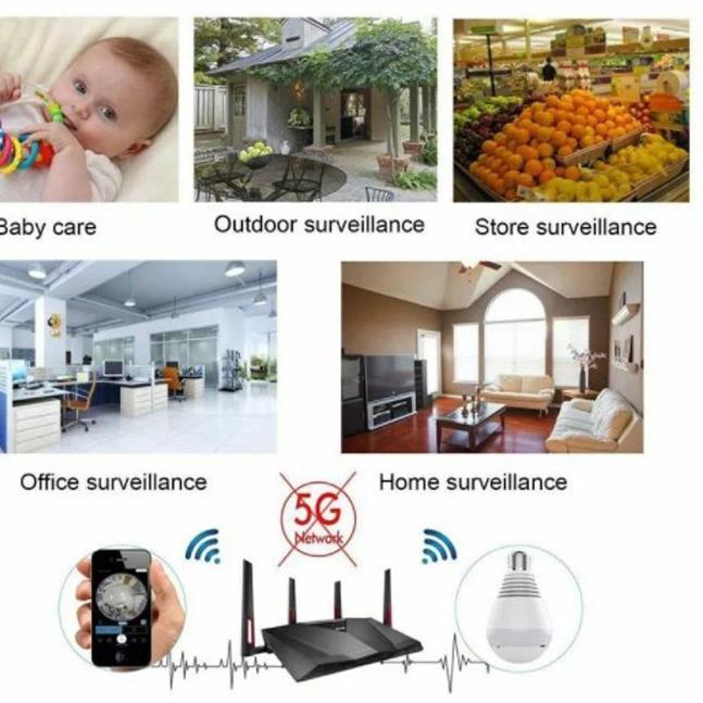 Super Sale IP Camera CCTV Bulb WiFi Panoramic V380 Lampu Bohlam / Cctv bohlam VR Spy Cam Owlcam