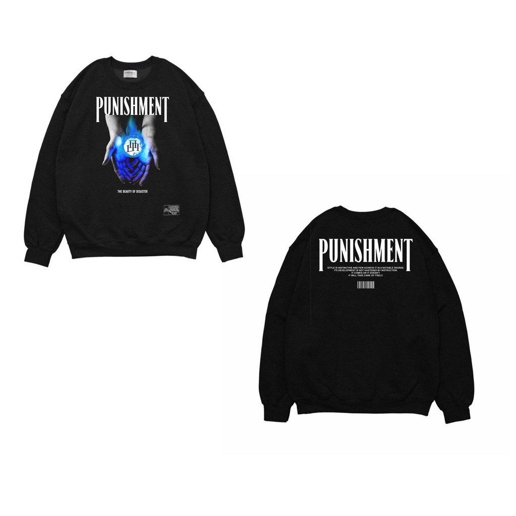 CREWNECK ORIGINAL PUNISHMENT SPESIAL ART BLUE DARK STREEWEAR OVERSIZE BLACK