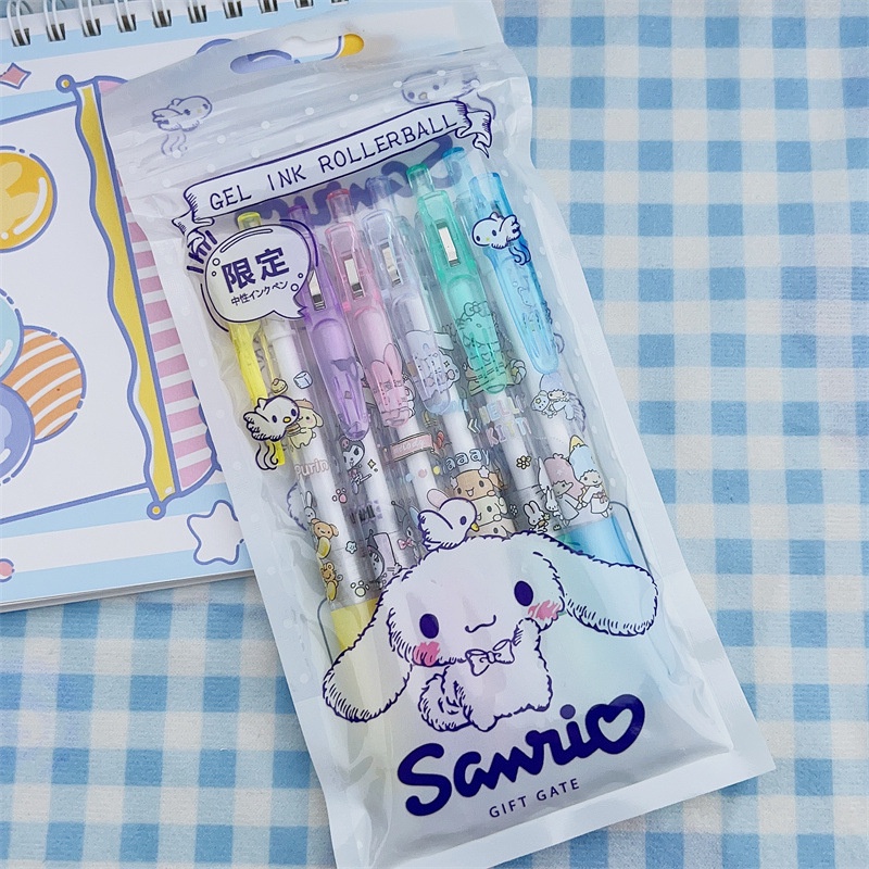 6pcs /set Kawaii Stationery Gel Pen Perlengkapan Sekolah Pena Hal Lucu Pulpen Untuk Sekolah Anime Stationery Pens Kit