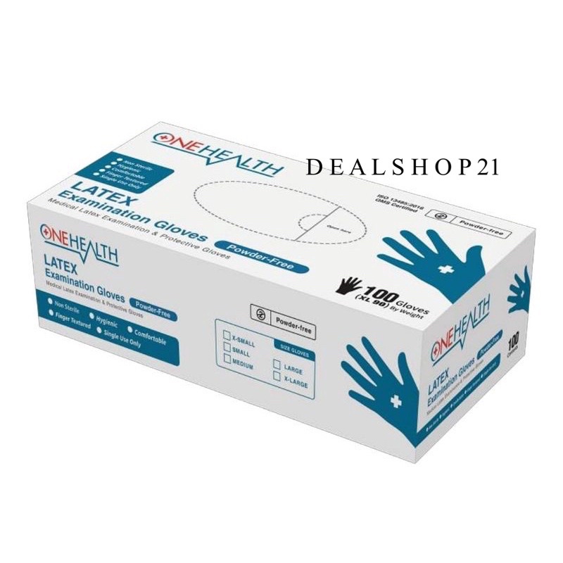 Sarung Tangan Latex Powder Free Onehealth Per Box isi 100 Pcs
