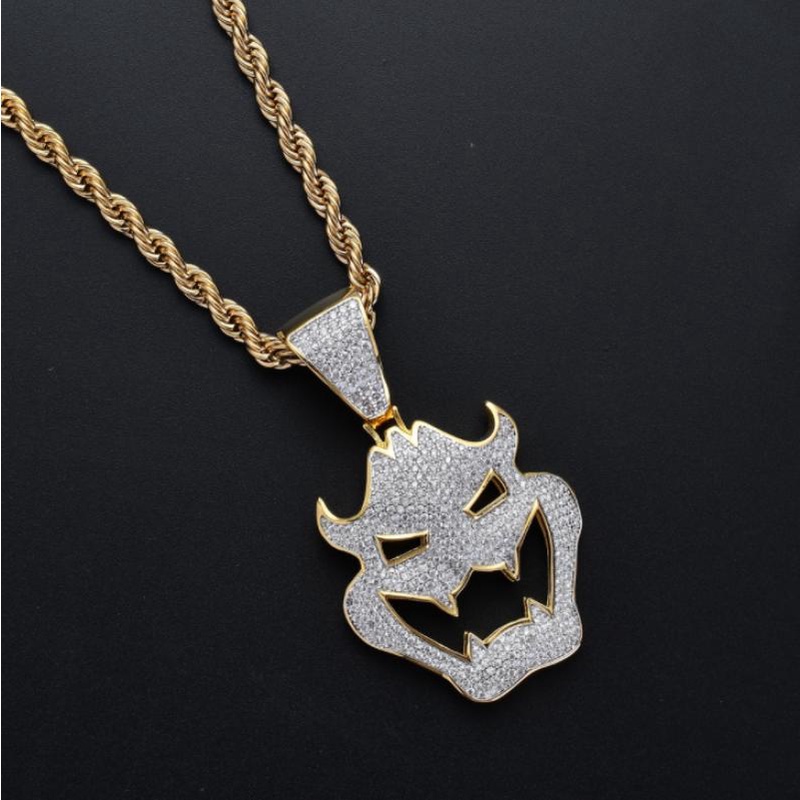 Mendominasi Fashion Setan Kalung Pria Zirkon Halloween Topeng Vampir Liontin Batu Pesta Perhiasan Hadiah