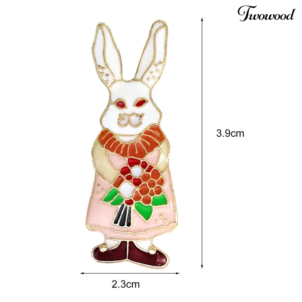 Twowood Mini Bentuk Kelinci Indah Bunny Kerah Bros Lapel Pin Aksesoris Ransel