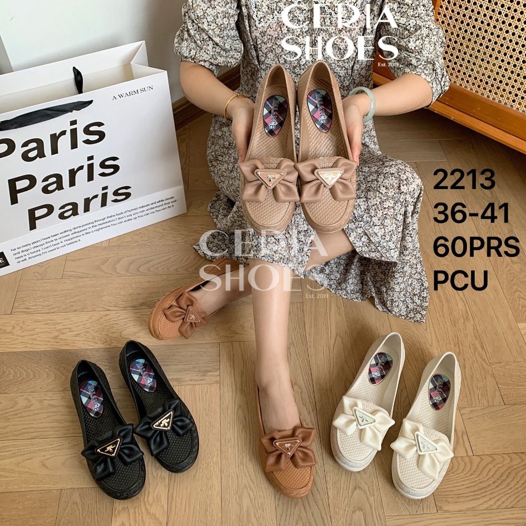 BALANCE Sandal Slip On Wanita Import Karet Jelly Non-Slip Motif Pita Golden Pin Sol Rubber Non-Slip Elastis Empuk PVC 2213