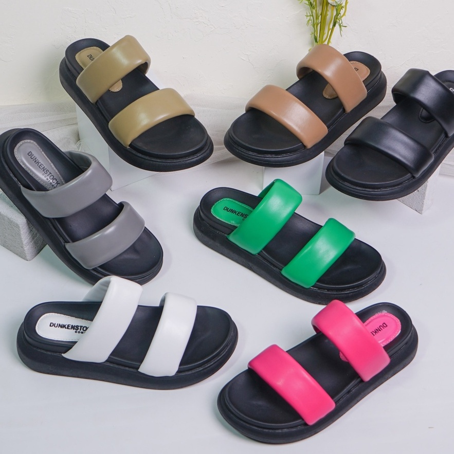 SARASARA YUK - Dunkenstock CHERRY Sandal Wanita Tinggi 5cm Size 36 - 40 Selop Tidak Licin Sendal Beleza Wedges Slop Birken Rumah Belleza 37 38 39 Warna Black Hitam Sara Sara Kekinian Premium Terbaru Shoes Ori Original Mall Official Store