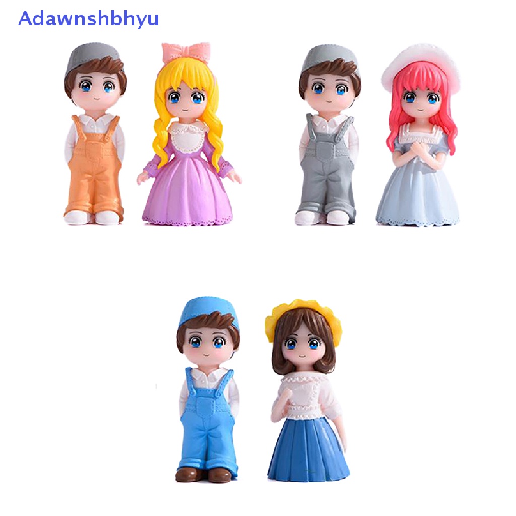 Adhyu 2pcs/set Mini Boy and Girl Lovers Fairy Garden Ornamen Rumah Lanskap Mikro ID