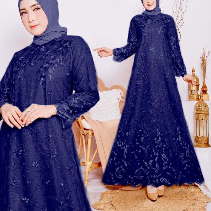Terkini GAMIS PESTA JUMBO | GAMIS BRUKAT TULLE BORDIR MUTIARA GAMIS POLOS JUMBO SYARI PESTA LODRA2 G