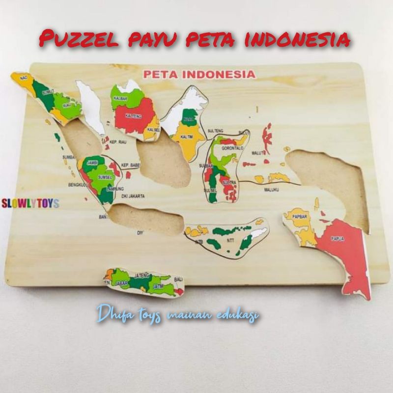 Puzzle Peta Indonesia - Mainan Edukasi Puzzle | Puzzle Kayu Anak TK/Paud