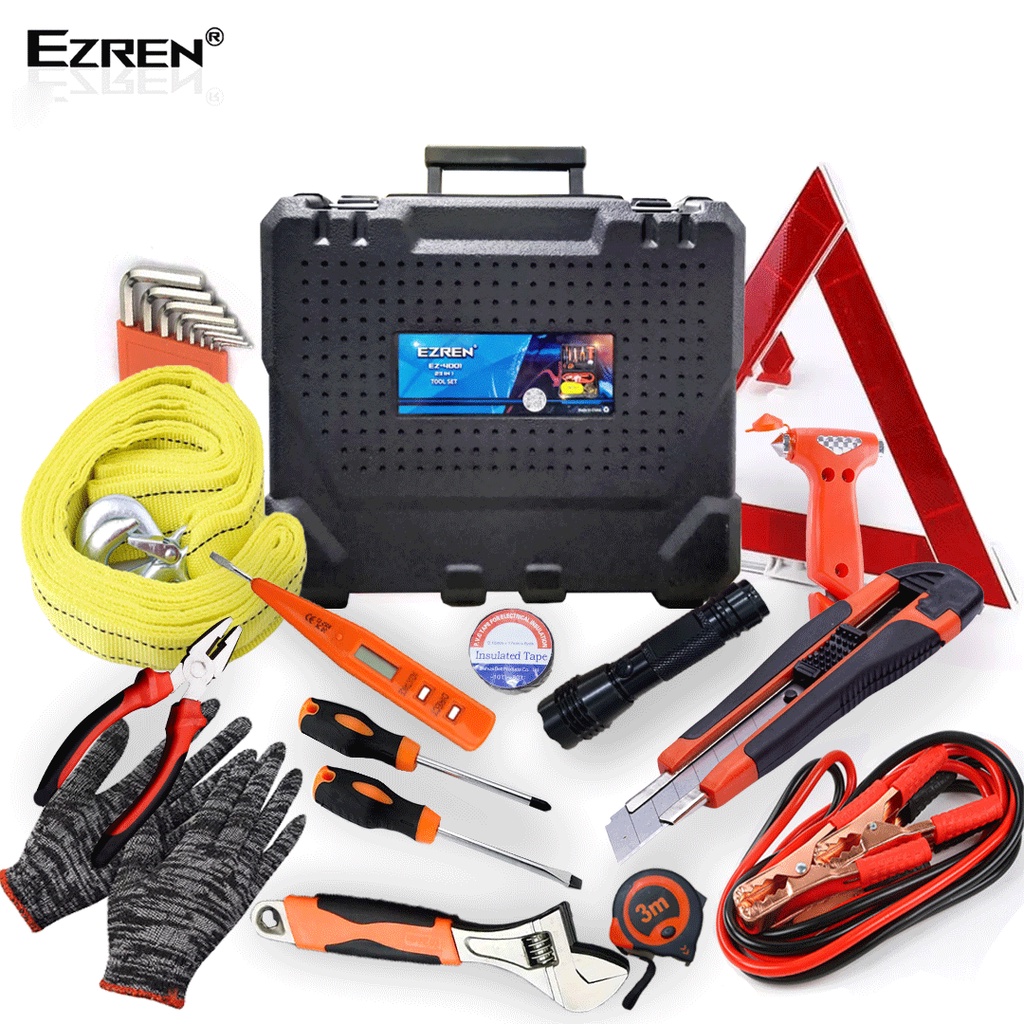 Ezren EZ-4001 Toolbox 23 in 1 Lengkap Kabel Jamper Aki Mobil