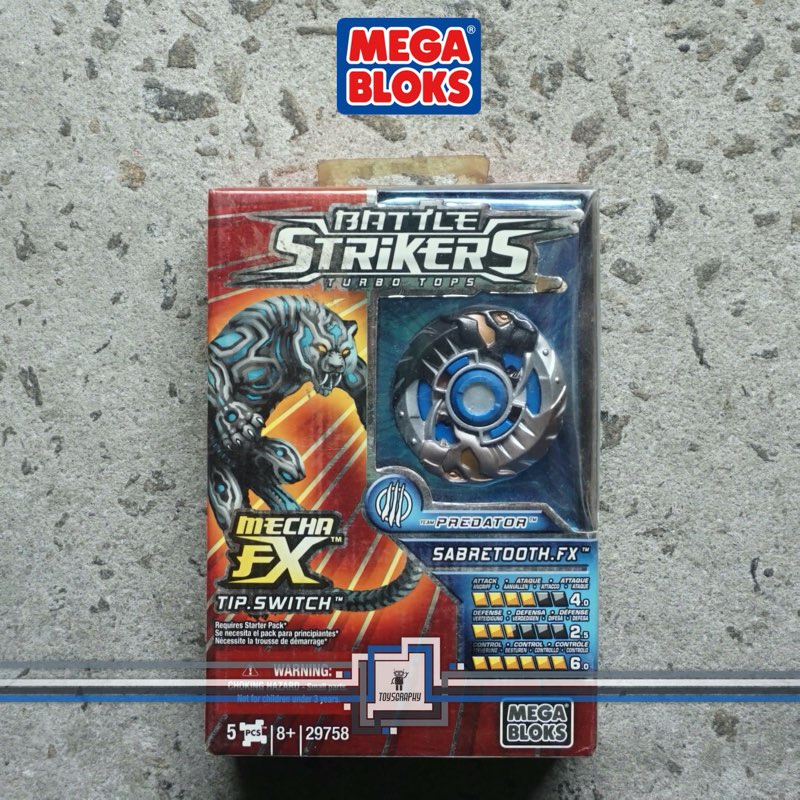 Battle Strikers Mecha FX SABRETOOH Beyblade Gasing MEGA BLOKS Predator