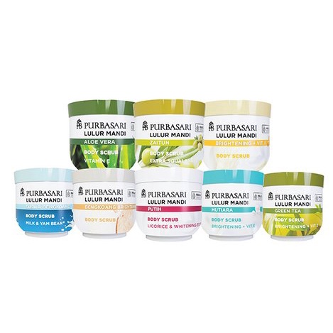 PURBASARI LULUR MANDI 100GR (KEMASAN LAMA 125GR) - Bengkoang | Susu | Putih | Vitamin E | Mutiara | Zaitun | Rempah | Aloe Vera | Green Tea | Coffee | Habbatussauda ❤ jselectiv ❤ Body Scrub PURBASARI - ORI✔️BPOM✔️COD✔️