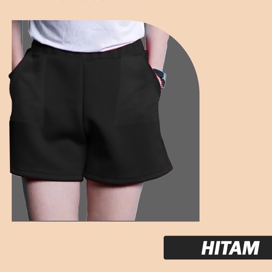 CELANA PENDEK KOLOR WANITA POLOS - SHORT PANTS bahan crepe wafel kulot terbaru