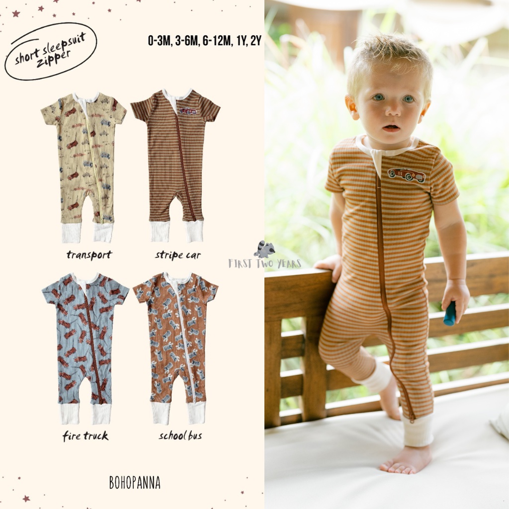 Bohopanna - Short Sleepsuit Zipper / Baju Tidur Anak Unisex