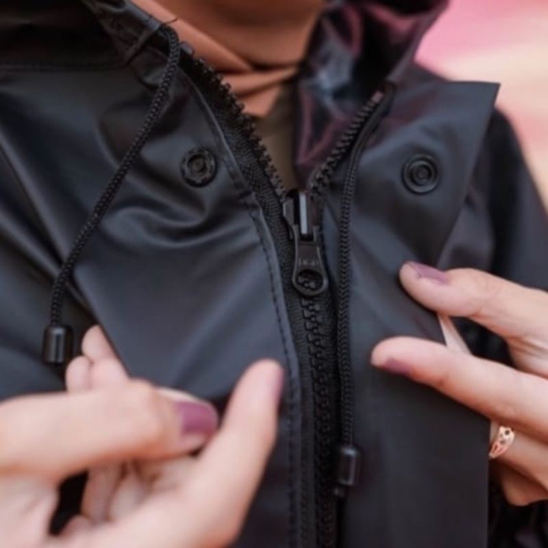 GRACIO JAS HUJAN Setelan Dewasa Pria Wanita Terbaik Karet Elastis Raincoat Original Premium Waterproof Mantel Anti Rembes Red