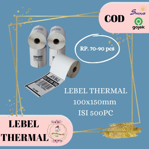 

SHENAR KERTAS LEBEL / KERTAS LABEL THERMAL UK. 100x150 Isi 500pc / THERMAL PAPER ROLL TEBAL