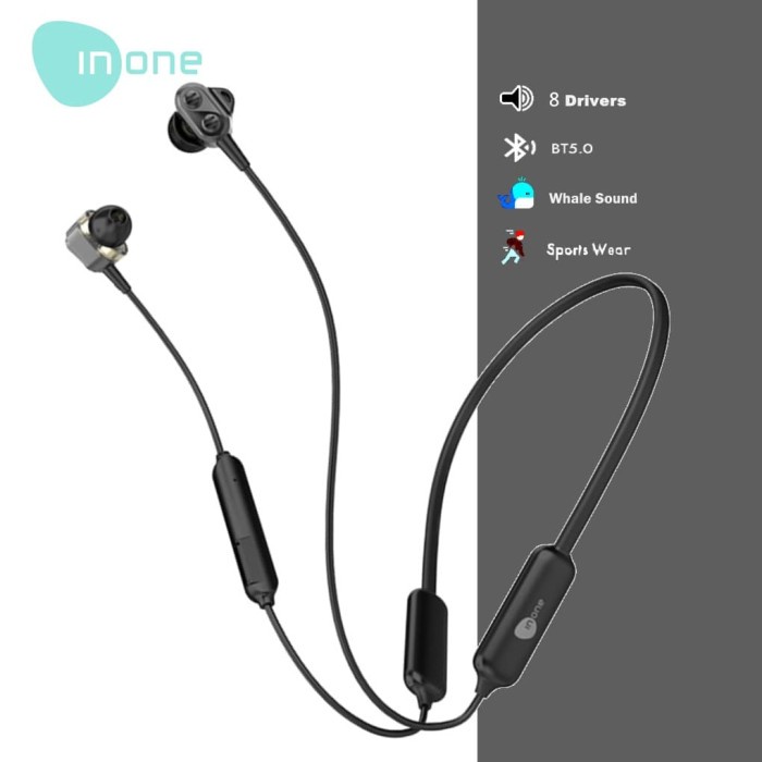 Earphone Inone Wireless Bluetooth 5.0 T4 with Microphone Waterproof - Putih Terbaik Bisa COD Gamer B